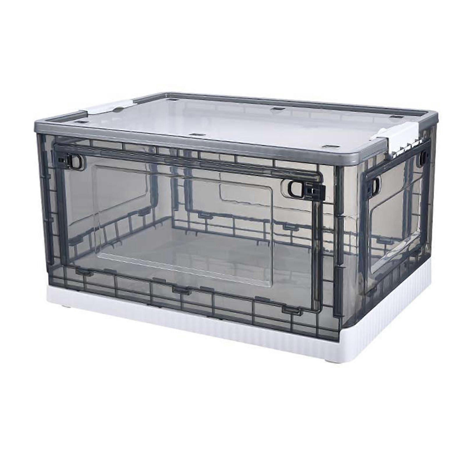 Storage Container Side Doors Clear Large Capacity Container with Wheel for Home Office Tea White 5 Door 88L