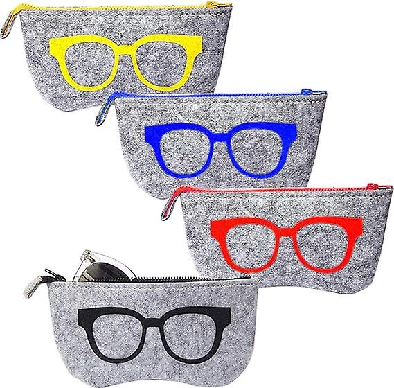 4 Pcs Soft Glasses Case Felt Pouch Felt Glasses Case with Zipper Protective Glasses Case 19 * 13 * 9