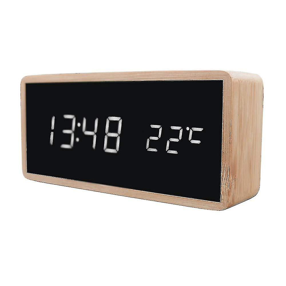 Alarm Clocks Digital Alarm Clock With Wood Design White