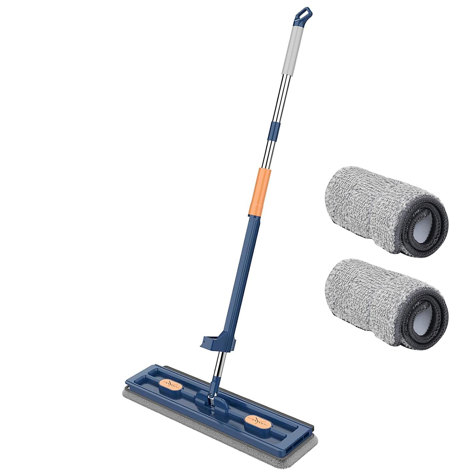 Microfiber Mop Flat Great Water Absorption Wet And Dry Dual Use Adjustable Stainless Steel Long Handle 360 Rotating Dewatering Scraper Floor
