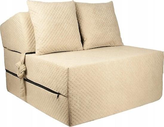 Colchón de lujo - beige - colchón de camping - colchón de viaje - colchón plegable - 200 x 70 x 15 - con almohadas