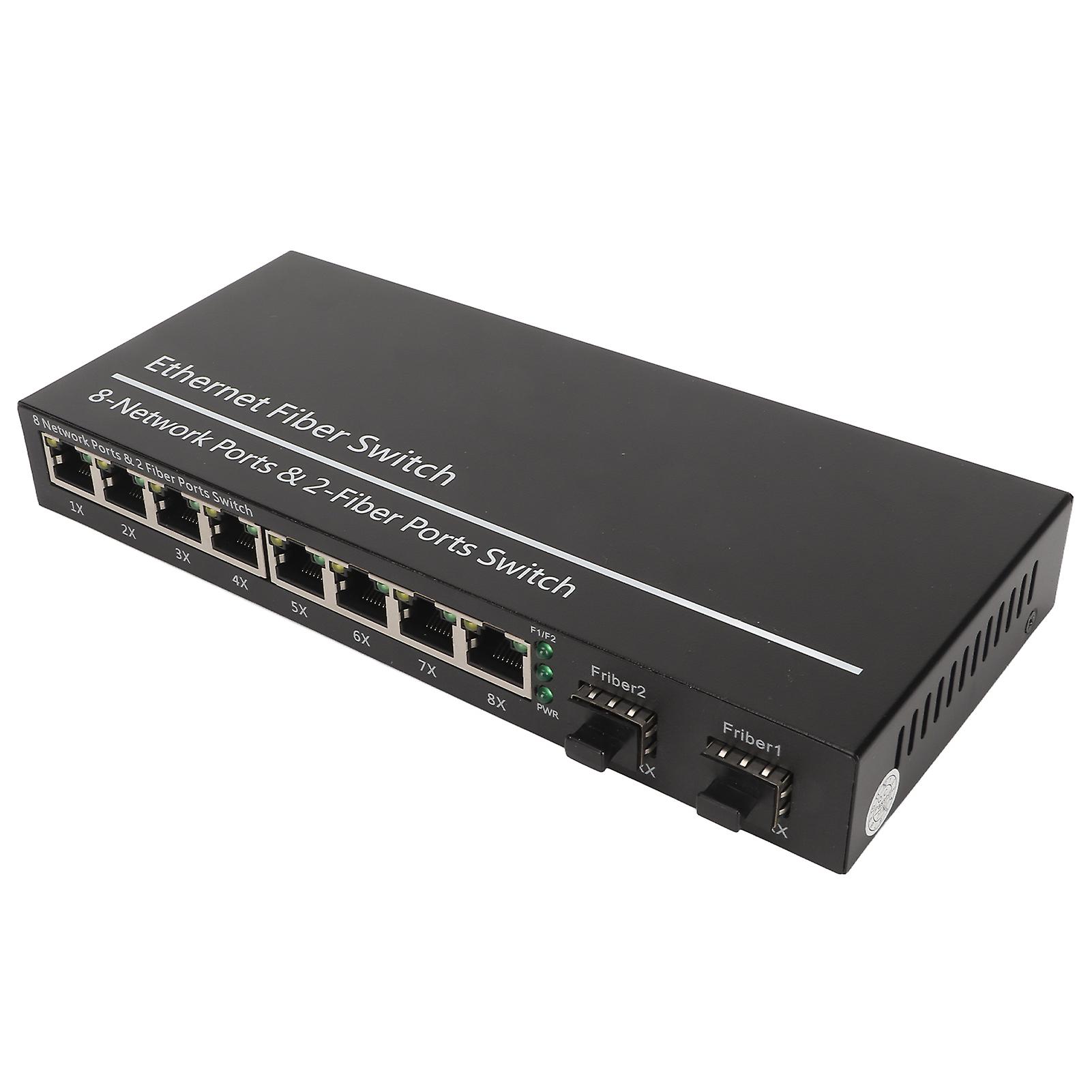 Ethernet Fiber Switch 2 Optical Port 8 Electrical Port Up To 120km RJ45 Port Plug and Play SFP Fiber Media Switch 100?240V EU Plug