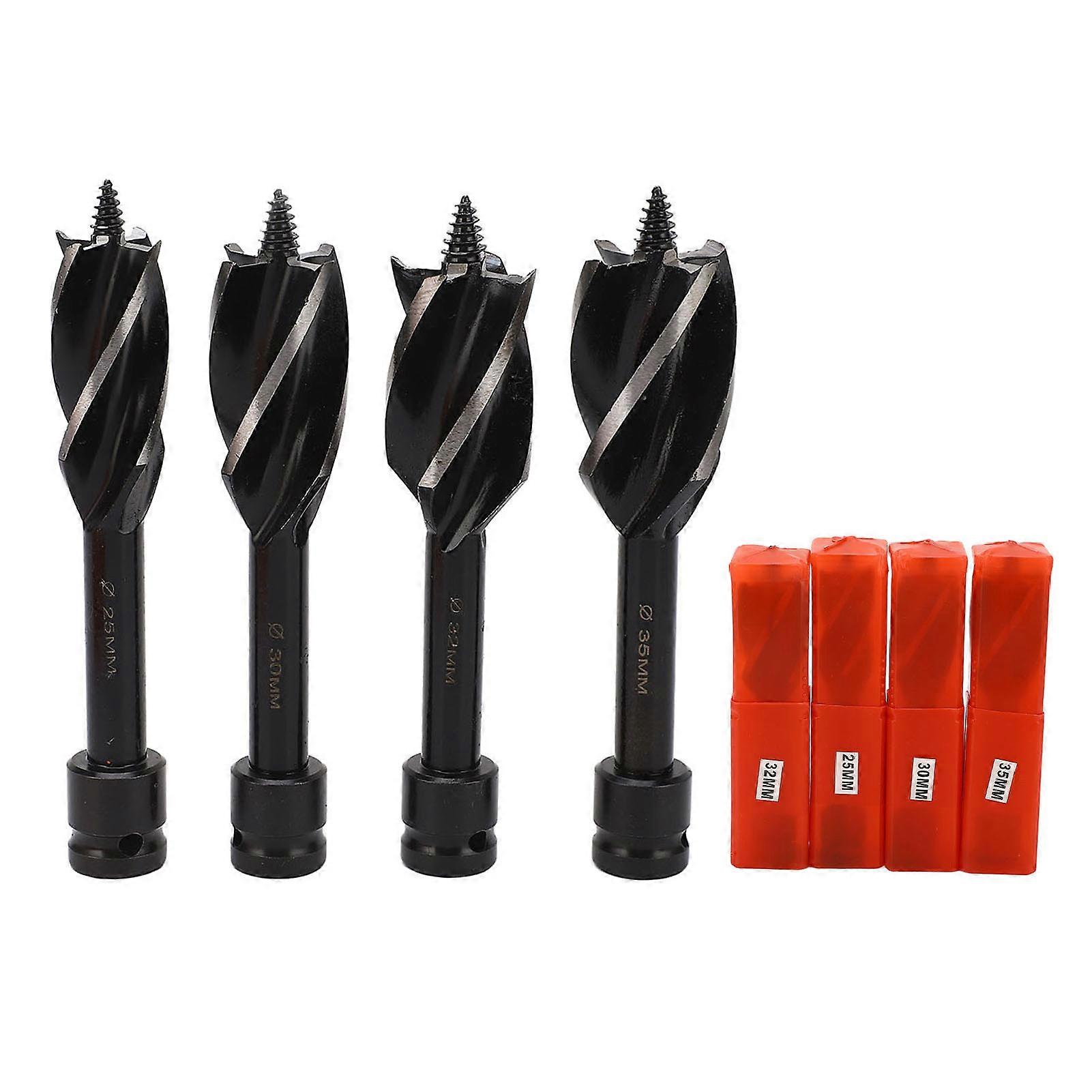 Risegun Wood Boring Bit Wood Auger Bit Set, 4 Pcs 4 Flute Detachable Hex Shank Boring Bits for Wood, Efficient Auger Drill