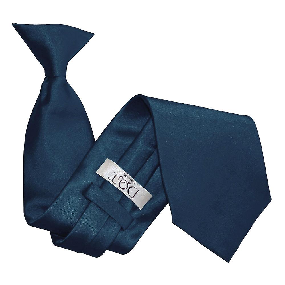 Navy Blue Plain Satin Clip On Tie
