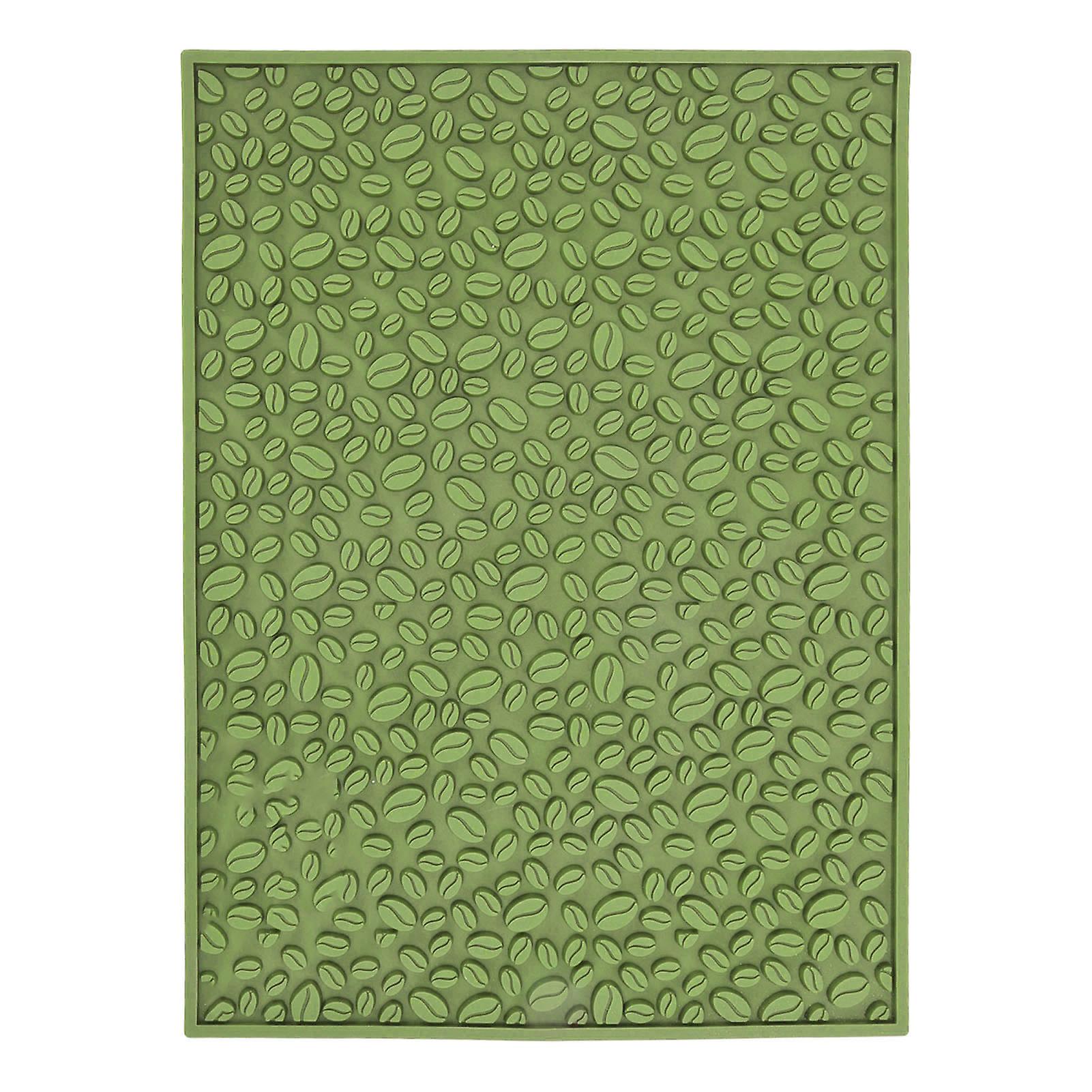 Non Slip Cup Mat Coffee Bean Design Desktop Bar Counter PVC Pad Washable Heat Resistant Durable Non-Slip Coasters for Water Draining Filtering(green)