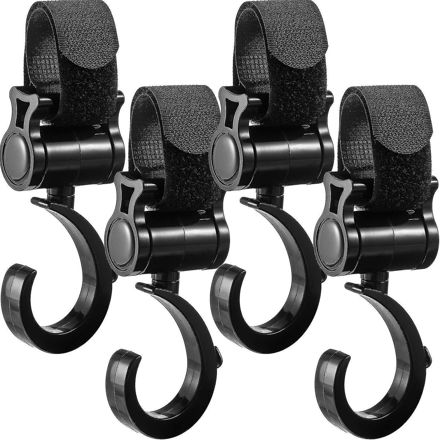 baby Stroller Hooks For Toys, Stroller Hooks Universal Diaper Bag Hook For Stroller 360 Rotation Large Stroller Hooks Load-bearing 33 Lb (4 Pack)