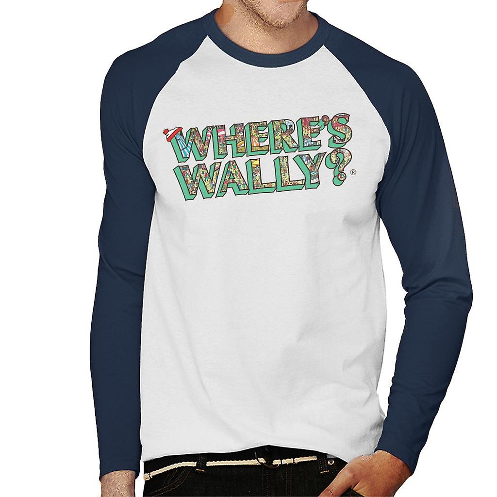 Where's Wally Funfair Illustration Text Men's Baseball Long Sleeved T-Shirt