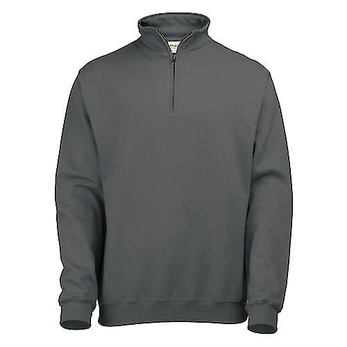 Awdis Mens Sophomore Cotton Zip Neck Sweatshirt