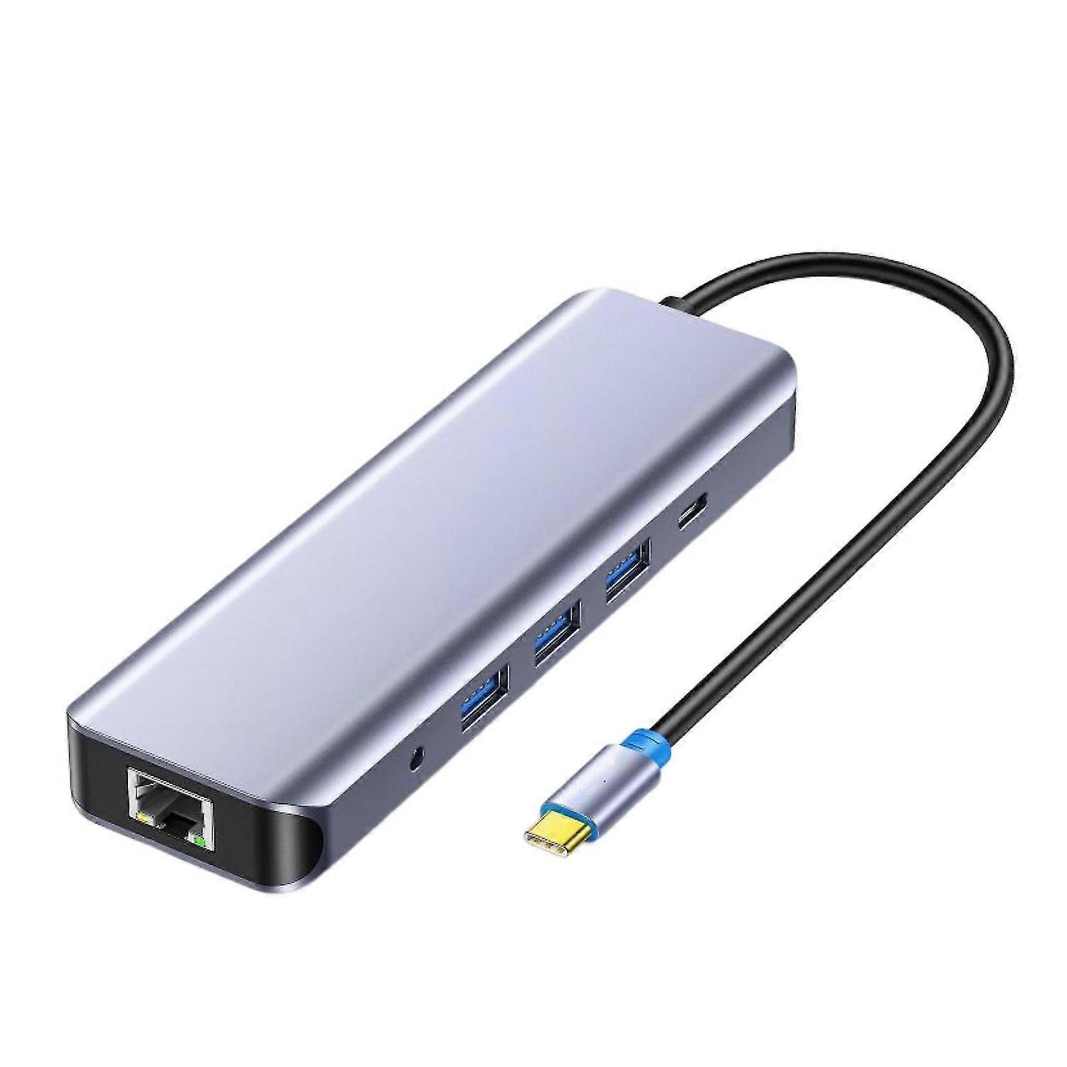 Docking Station 11 in 1 Expansion LED Indicator Gigabit Network Type-C USB3.0 PD HDMI-Compatible VGA