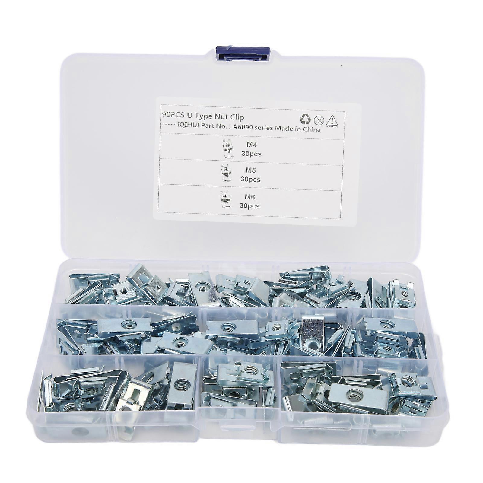 90pcs Car Fasteners Clip Nut Anti Rust U Type Fastener Clips Replacement For Car Body Panel