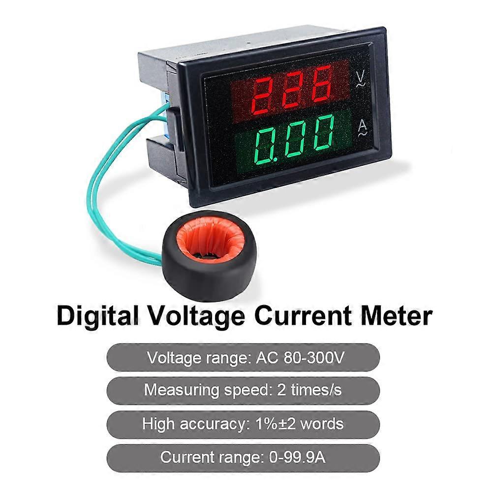 Digital Voltmeter Ammeter AC 80-300V 0-100A Voltage Current Meter Volt Amp Display Voltmeter Amperage Multimeter 2 in 1 with Current Transformer