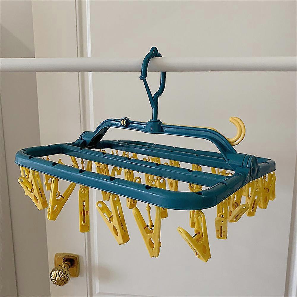 1pc Sock Rack, Hanging Clothes Hanger with 32 Clips