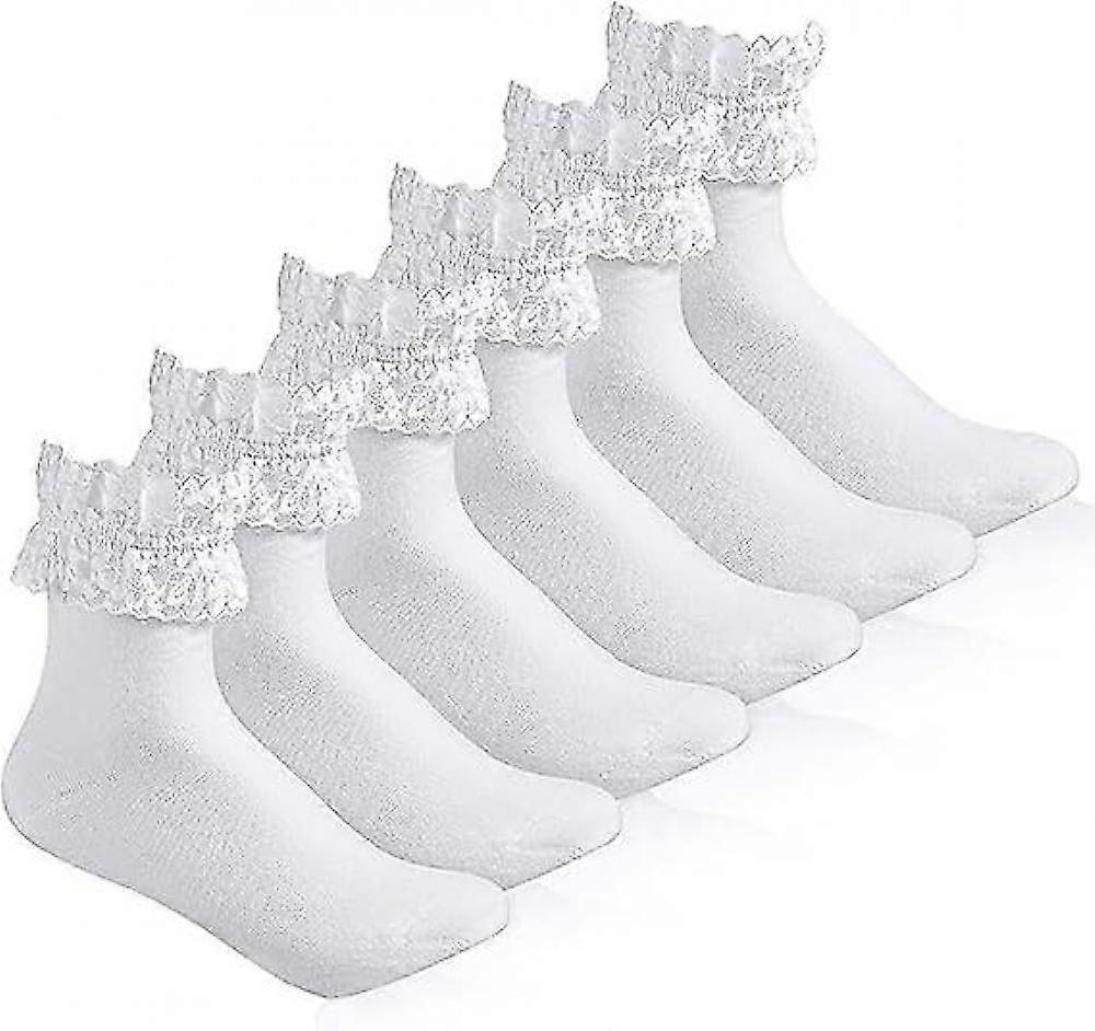 3 Pairs Ankle Sock Ruffles Lace Sock