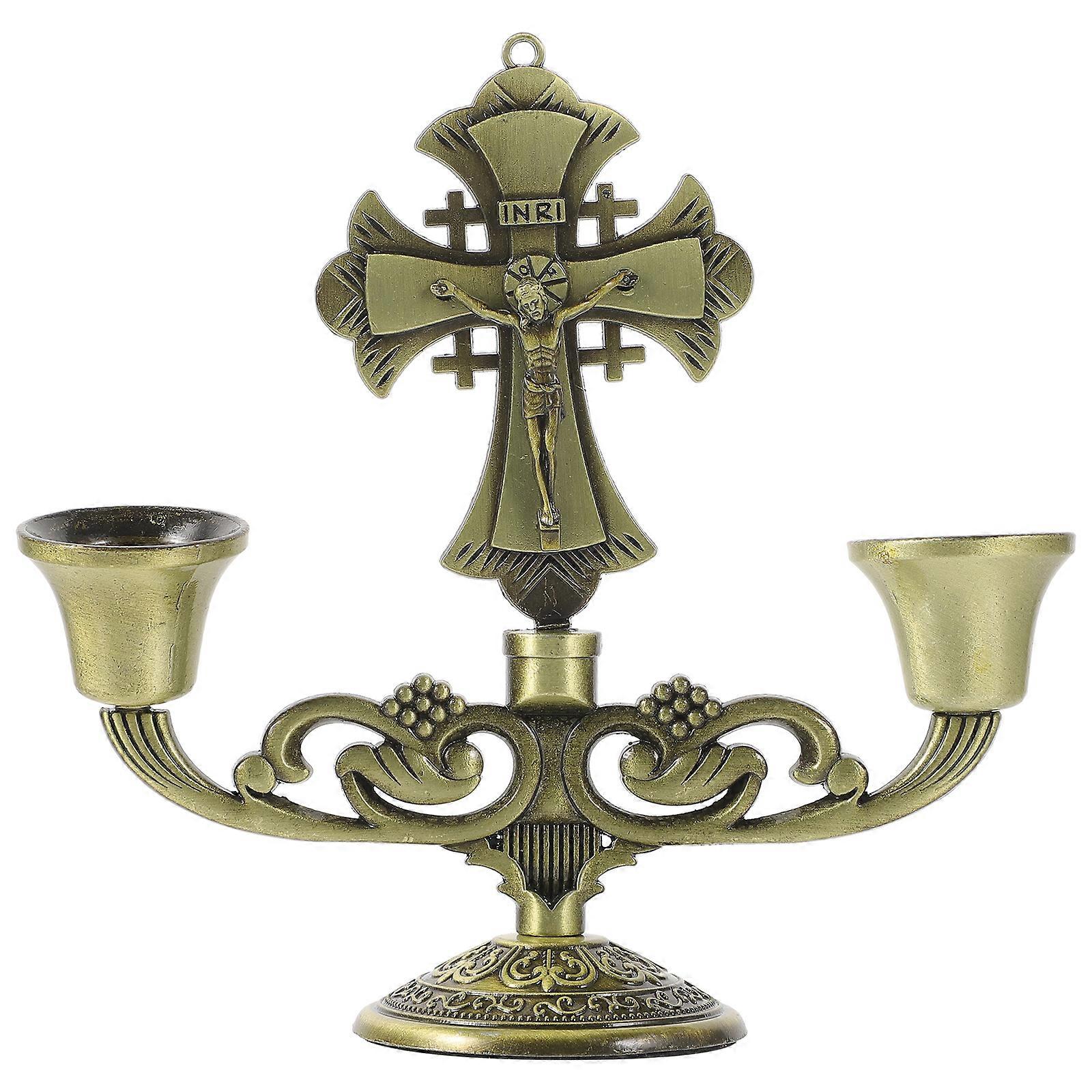 Lysestake Double Heads Sinklegering Lysestake Ornament Desktop Centerpiece