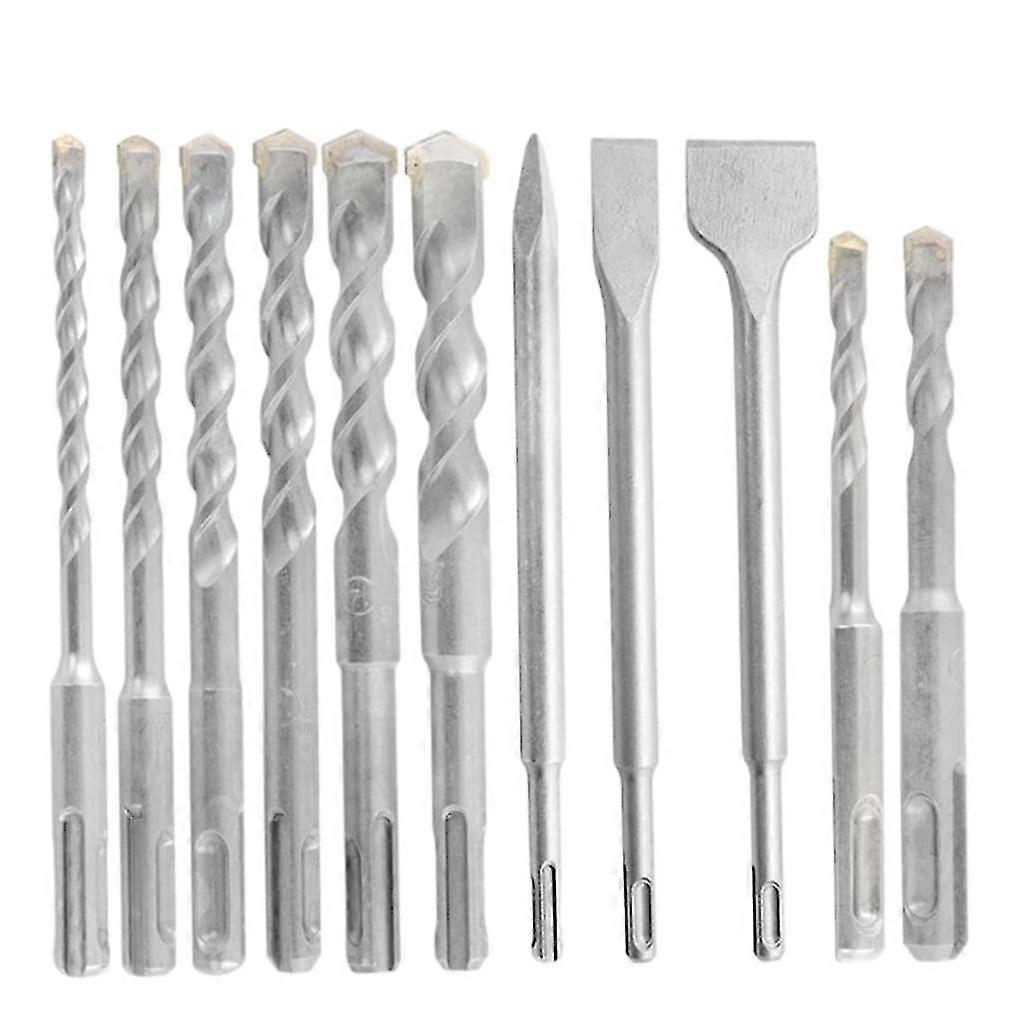 Drill Bit Setting, Rotary Hammer Drill Bit Set Portable Cemented Stone Chisel Kit 11pcs