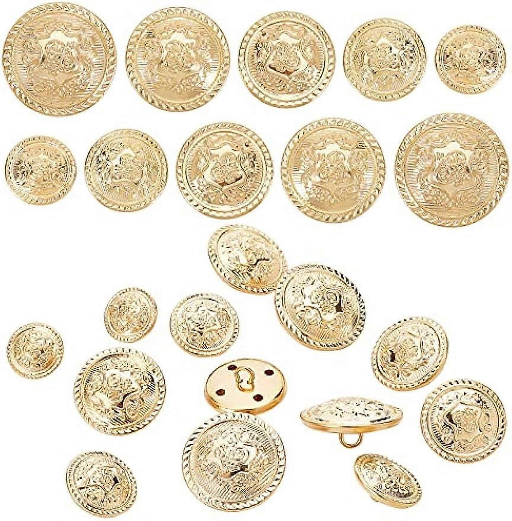 40Pcs Metal Blazer Button Set Vintage Crown Shank Buttons Blazer Gold Brass Buttons
