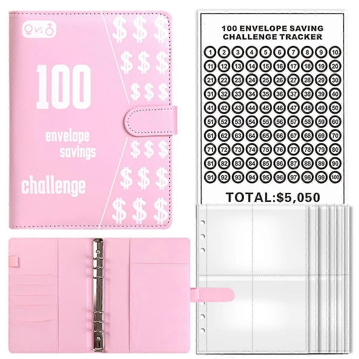 100 Envelope Challenge Binder, A5 Savings Binder With Cash Envelopes,budget Binder For Planning And