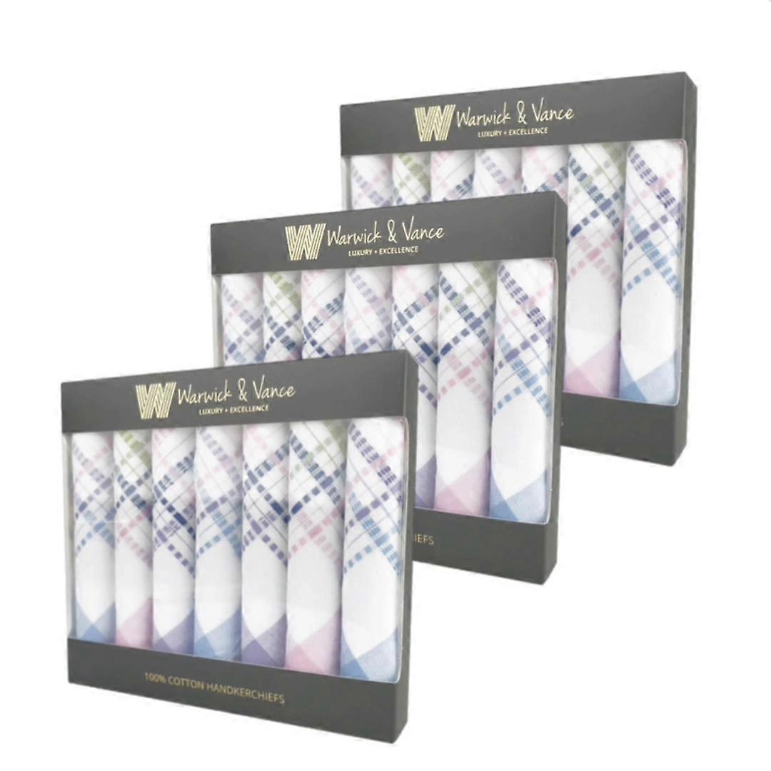 7 Pack Ladies Assorted Leno Scallop Edge 100% Cotton Handkerchief