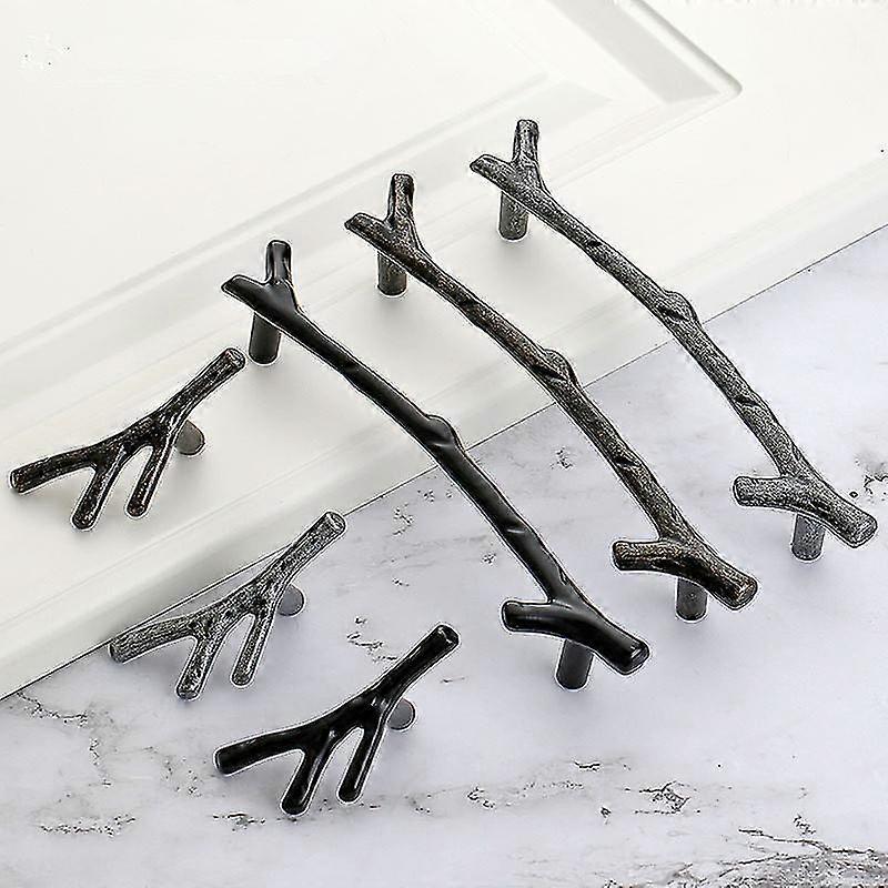 Tree Branch Rural Furniture Handle Black Silver Cabinet Knobs And Handles Kitchen Pulls Drawer Knobs 96mm 128mm