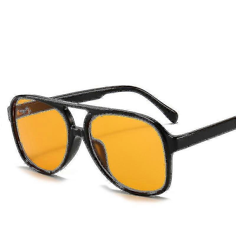 Vintage Retro Sunglasses For Women Men Classic Large Squared Aviator Frame Uv400 Trendy Orange Glasses