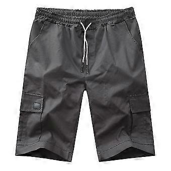 Mens 3/4 Long Length Cargo Combat Shorts Elasticated Waist Three