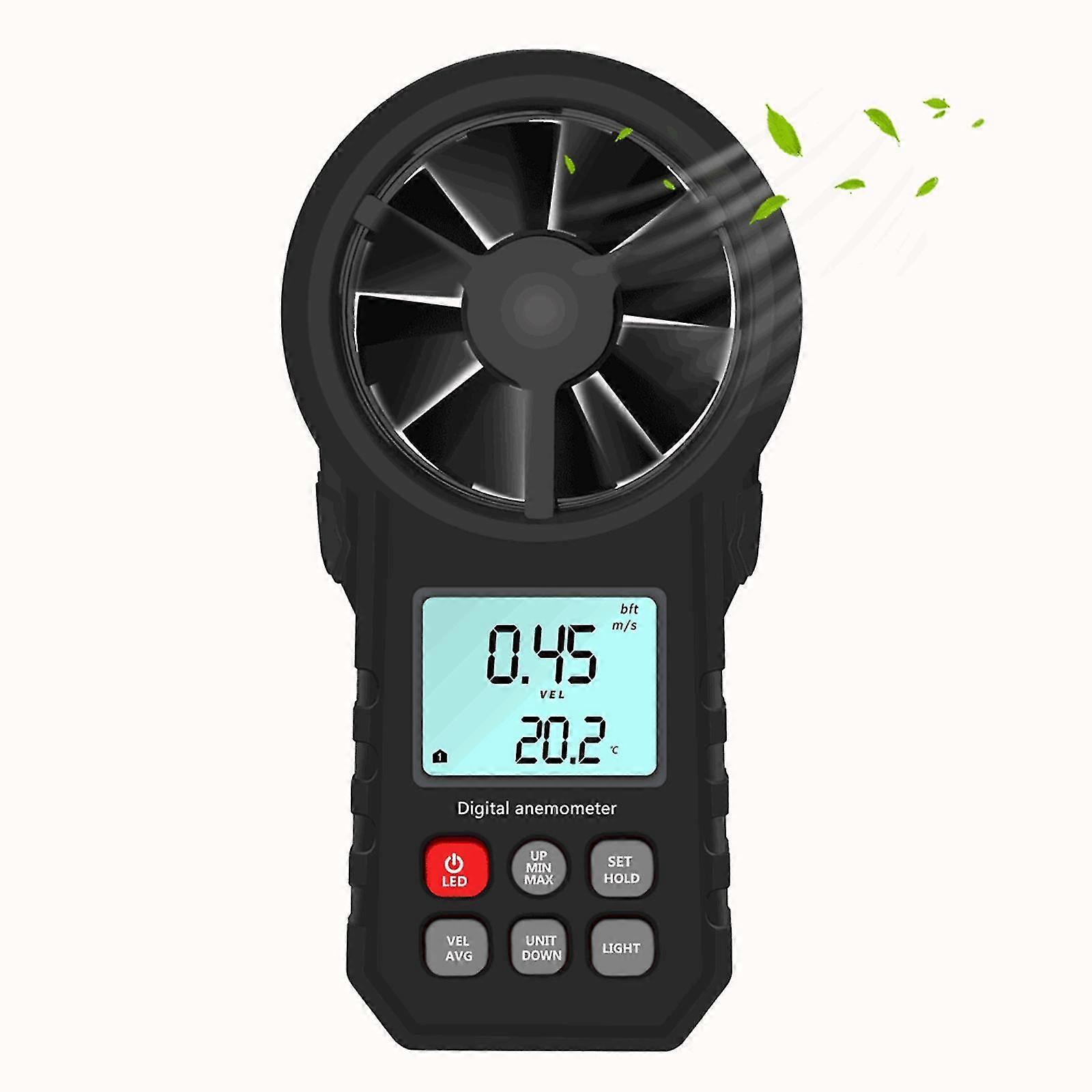 Mt62 Black Handheld Digital Neutral Anemometer Can Measure Wind Speed And Temperature Chill Display Backlit Lcd