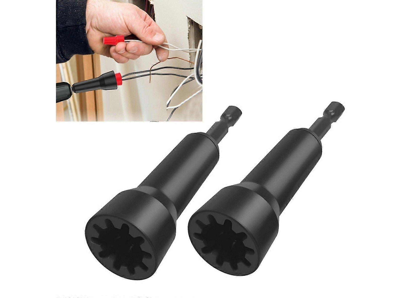 2Pcs 1/4 inch Chuck Wire Nut Twister Multifunctional Wire Twisting Tool - Black