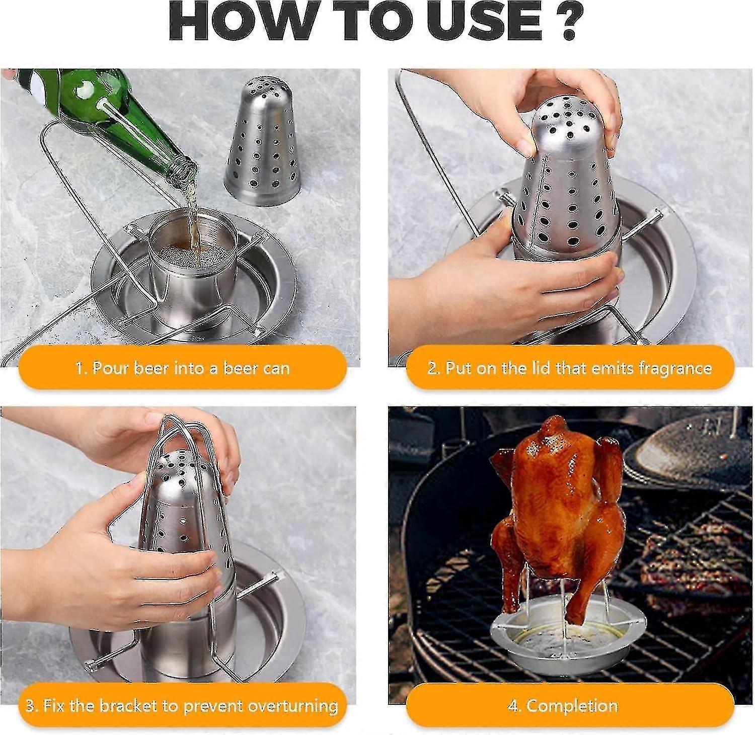 Turkey Fryer Syinda Beer Can Chicken Holder Stainless Steel Beer