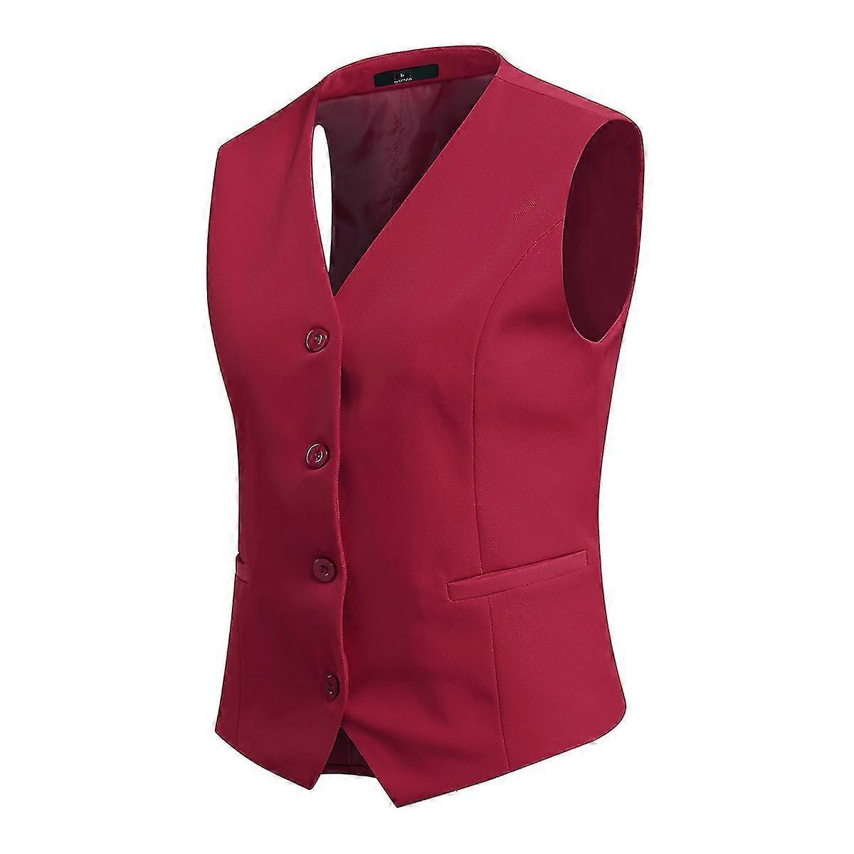 Bayan Düz Renk İnce Takım Elbise Yelek V Yaka İş Yelek