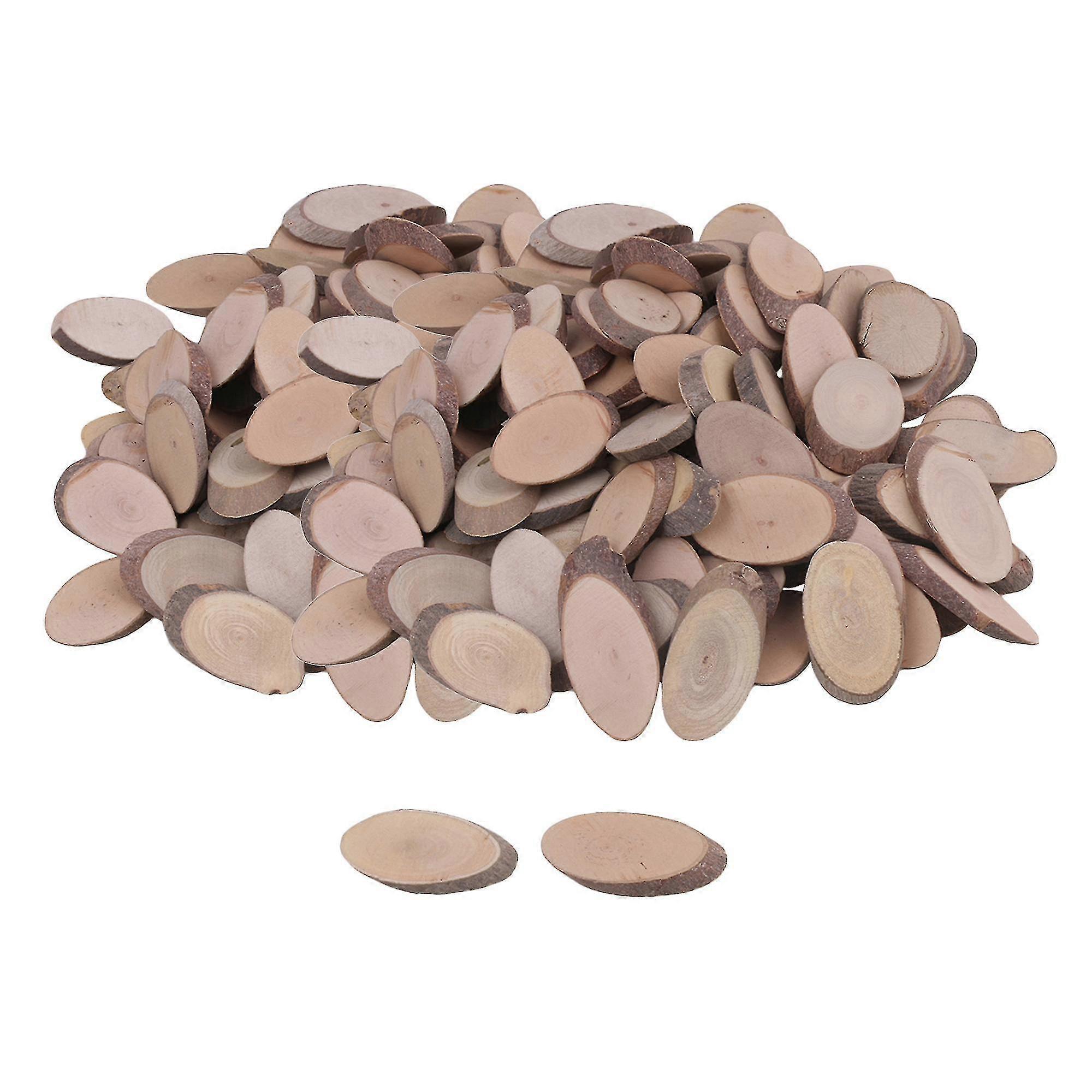 Craft decoration makers 200pcs craft handmade natural unfinished wood slice oval shape 4x2x0.5cm