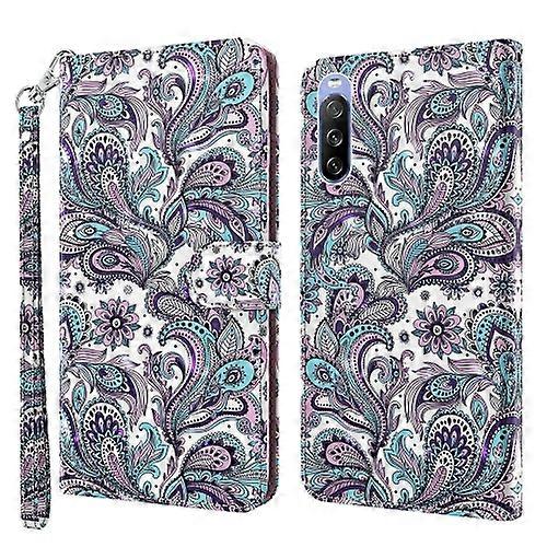 For Sony Xperia 10 II 3D Painting Pattern TPU + PU Leather Phone Case