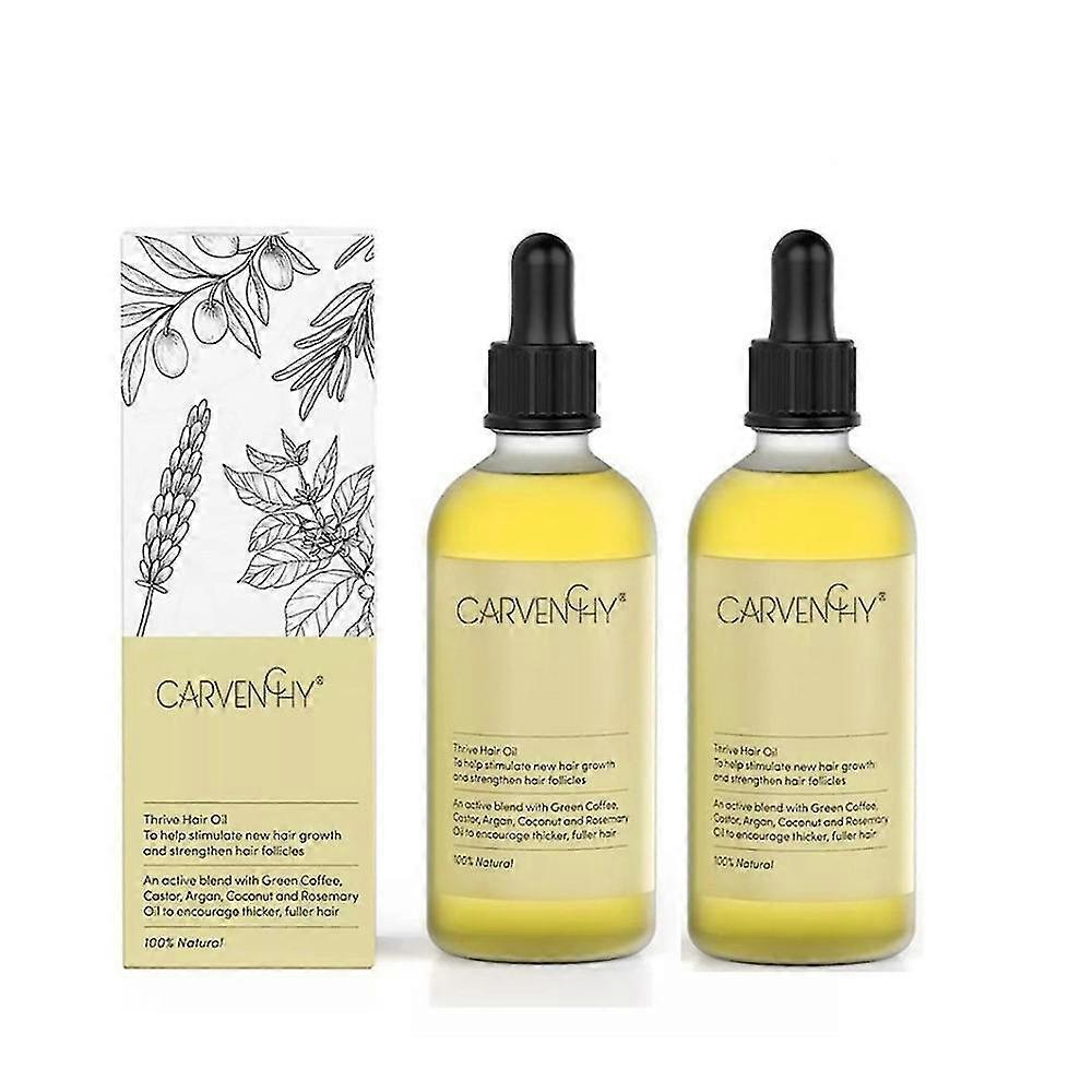2pcs新しい60mlカーベンシーナチュラルヘアグロースオイル、ビーガンナチュラルヘアグロースオイルナリッシングスカルプ