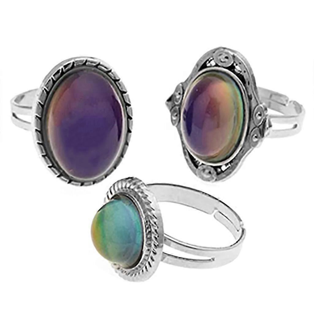 3pcs Thermochromic Gemstone Ring, Colour Changing,Great Gift For Christmas