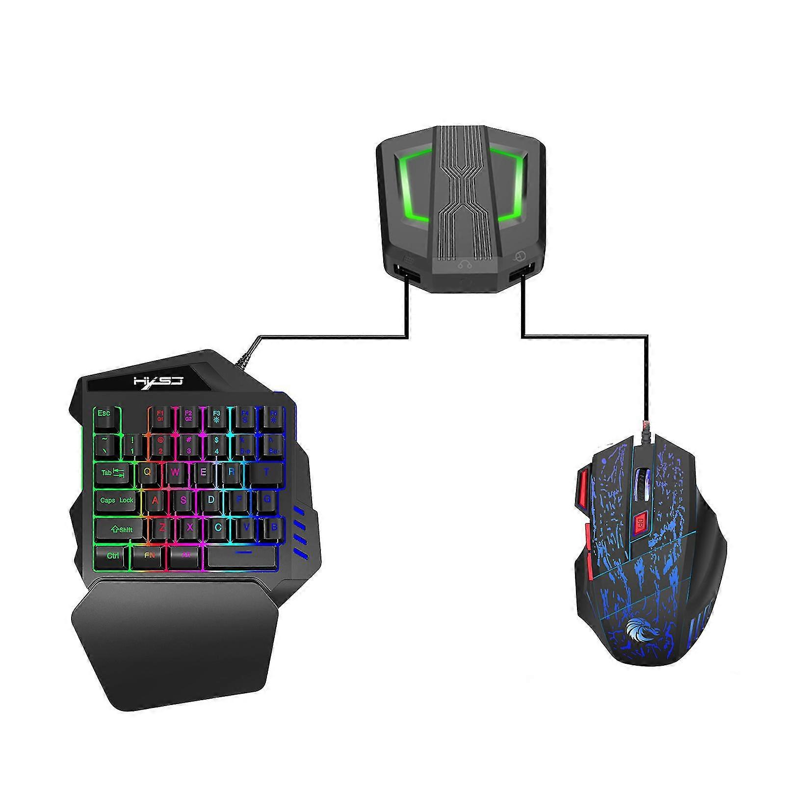 Mechanical Feeling Rainbow Backlit Keyboard And Gaming Mouse And Led Converter