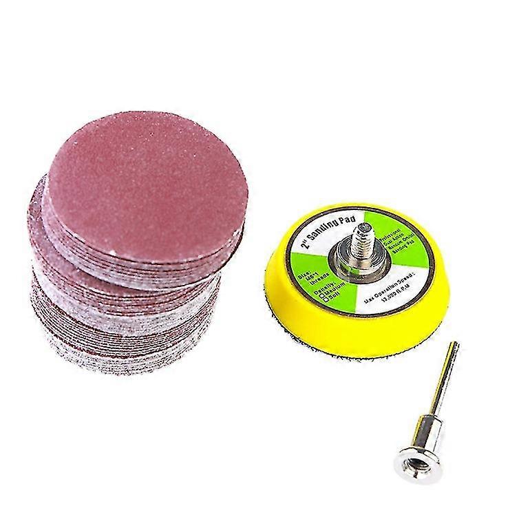 50 Pcs 2 Inch Sanding Disc 60-180 Grit Hook And Loop For Sander Machine With 1 Pc 2 Inch Drill Backi