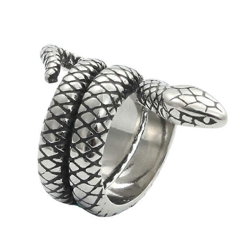 New Titanium Steel Snake Ring Retro Tide Men Punk Large Stainless Steel Python King Ring