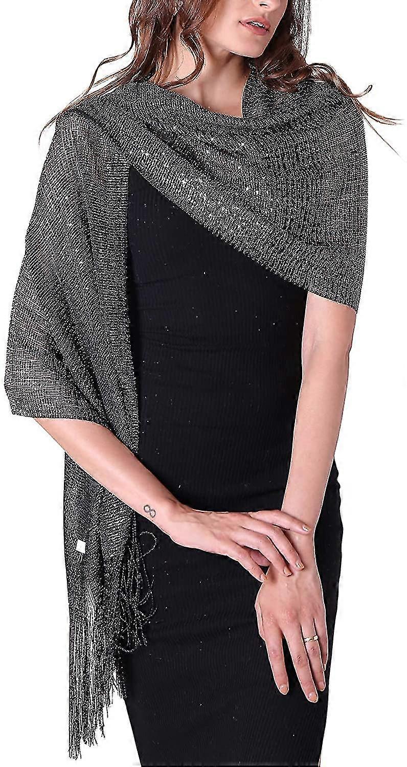 Women's Sparkle Shawls And Wraps For Party Dresses Black/silver | Fruugo UK