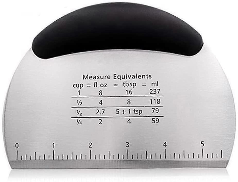 6.3 Inch Multi-Function Stainless Steel Half Circle Noodle Cutter Double Scale Chopper Non-Slip Scraper