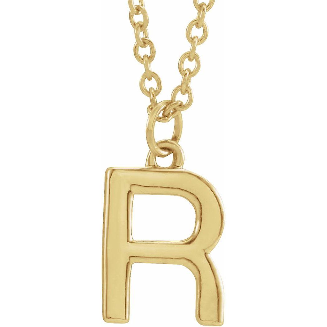 14k Yellow Gold Letter Name Personalized Monogram Initial R 9.5x6.2mm 18 Inch Polished Initial Dangle Necklace Pendant-N