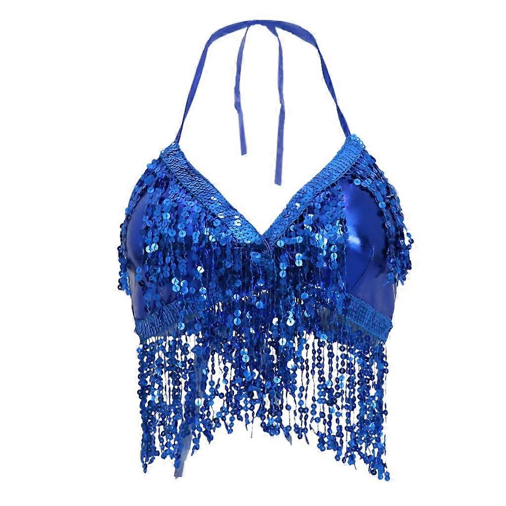 Buikdans Kostuum BH Halter Top Pailletten Performance Outfits Royal Blue