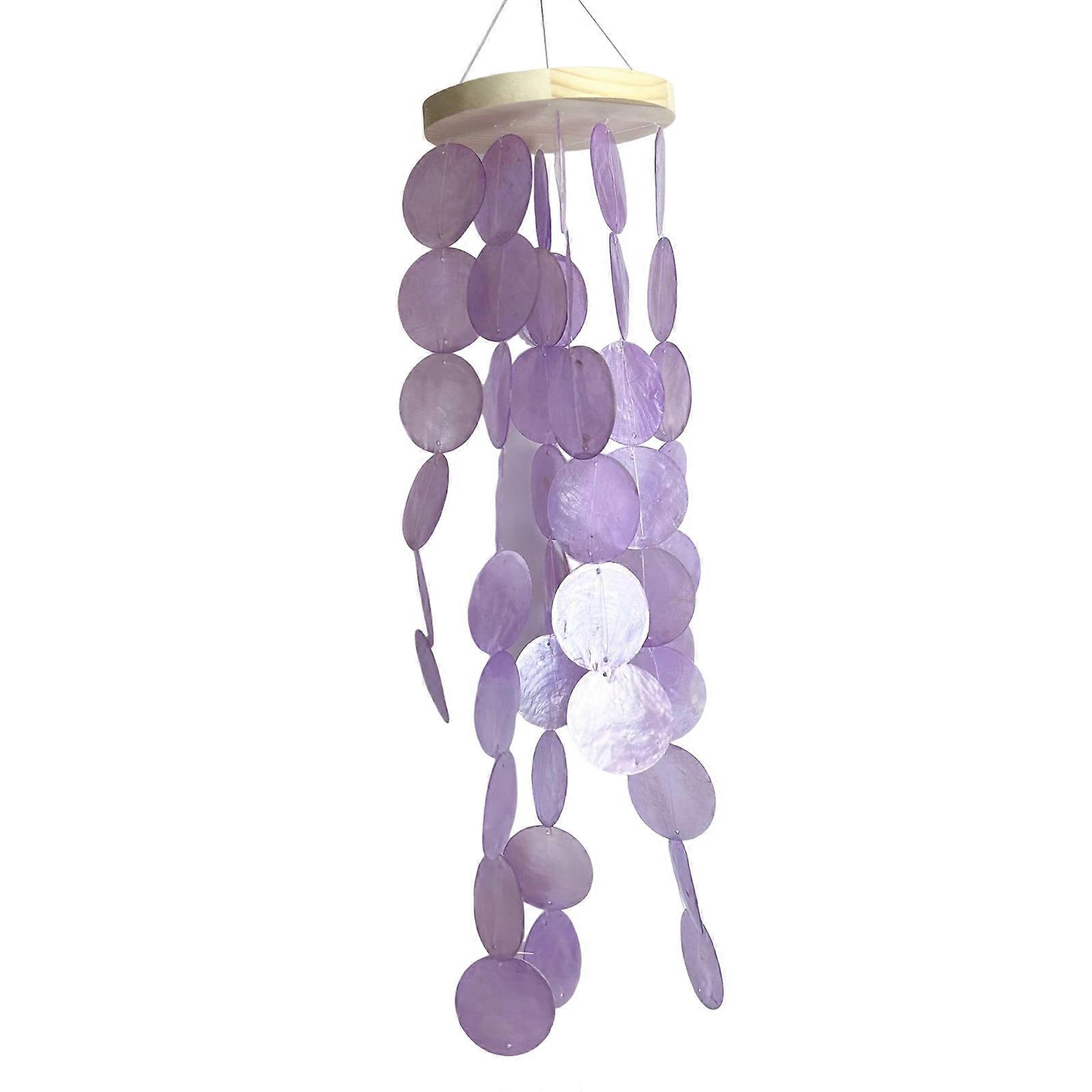 Multi-colored Shell Wind Chime, Garden and Window Decoration in Purple