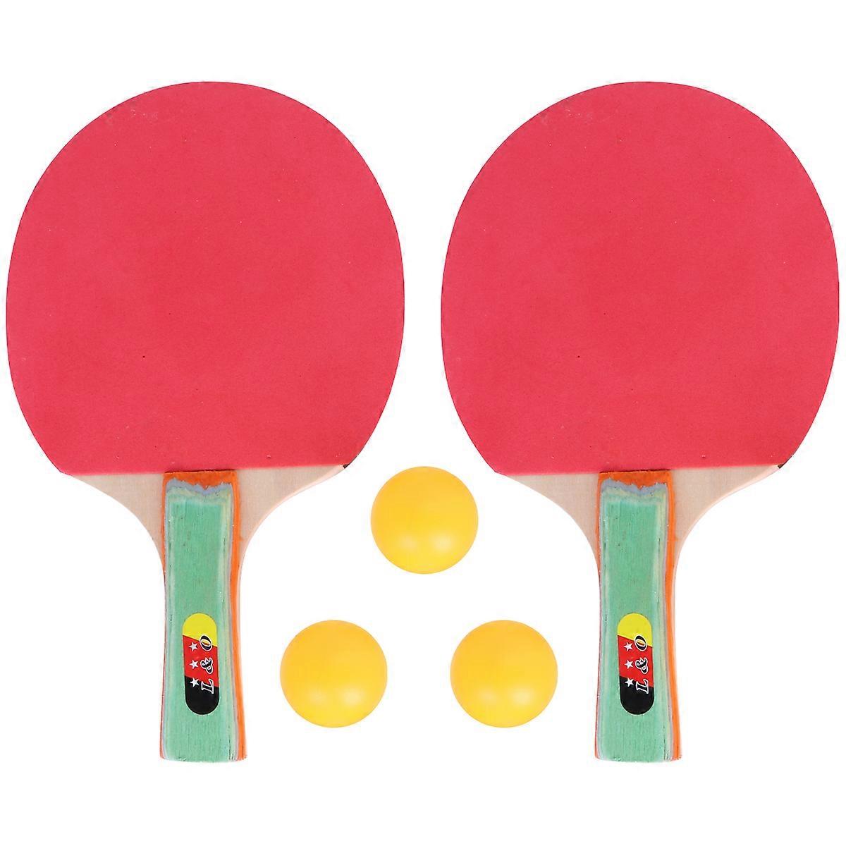 1 Set Table Tennis Racket Set Pong Paddle Set Table Tennis Racket for Adults Kids (2pcs Horizontal and Straight Racket+ 3 Balls)