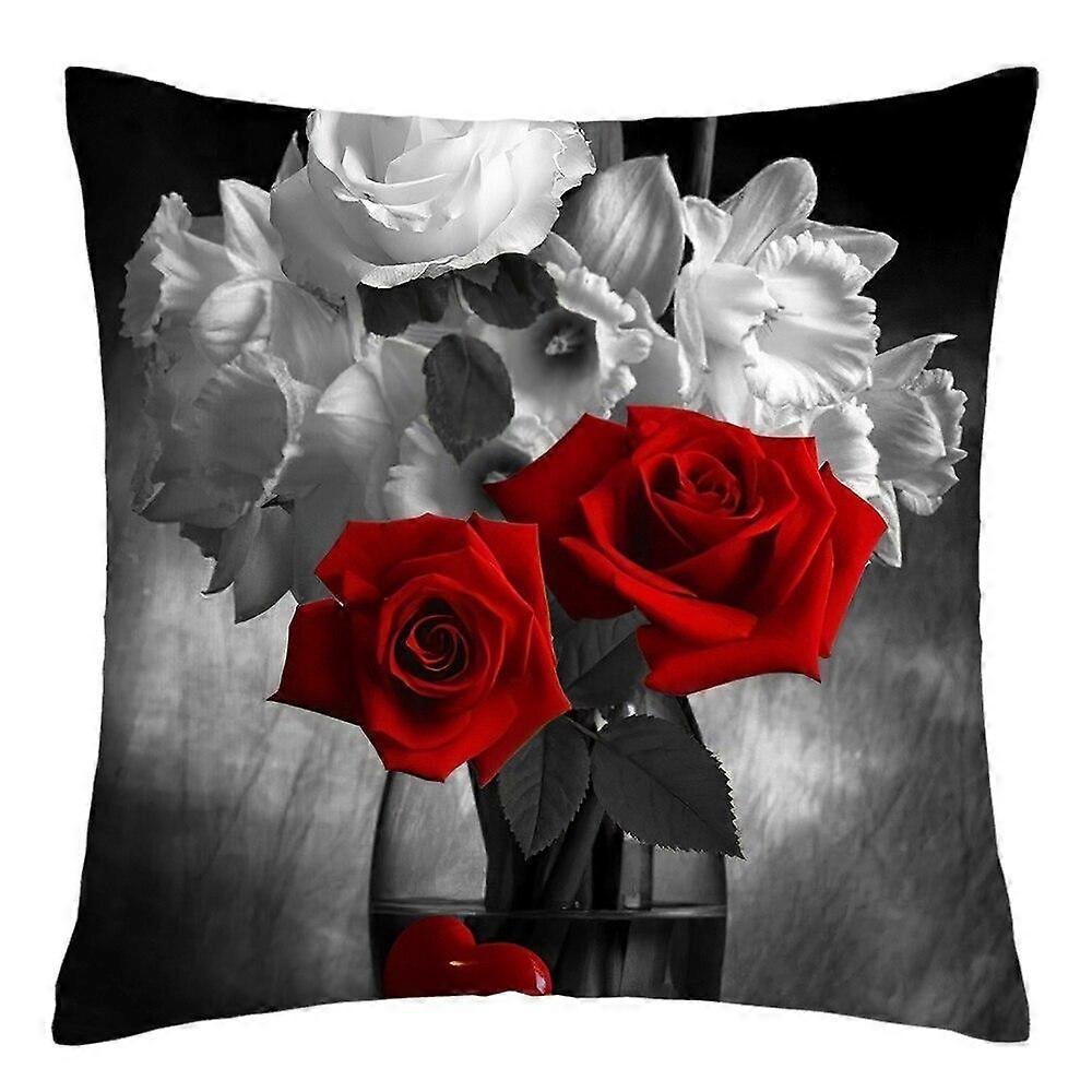 Rose Flower Print Polyester Pillowcase Design 625