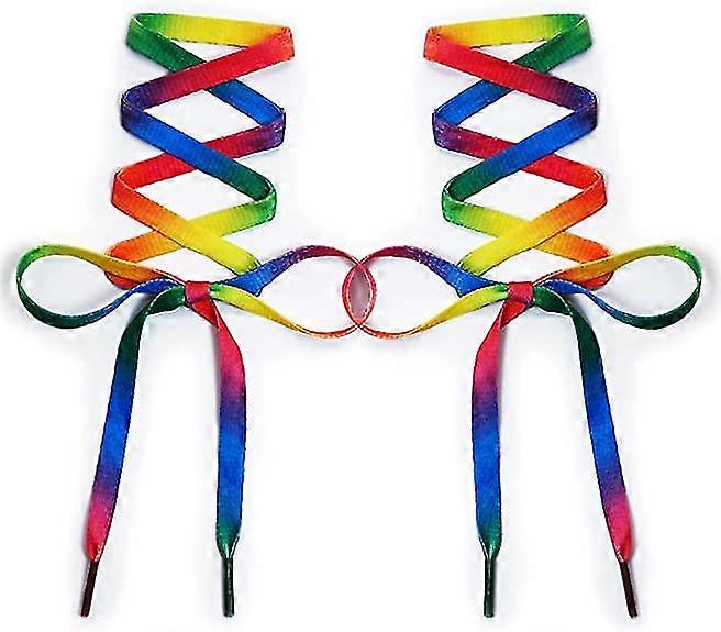 1 Pair - 120cm, Shiny Rainbow Shoelaces