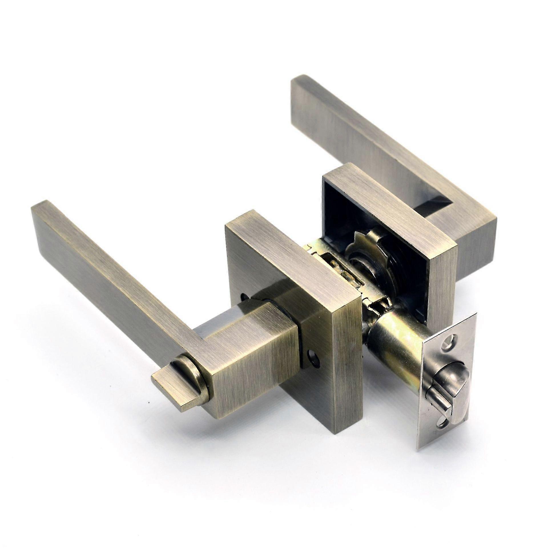 Door Handle With Lock And Key, Chrome Door Handle Set, External Door Handle Lock, Bedroom Door Lock, 1 Pack