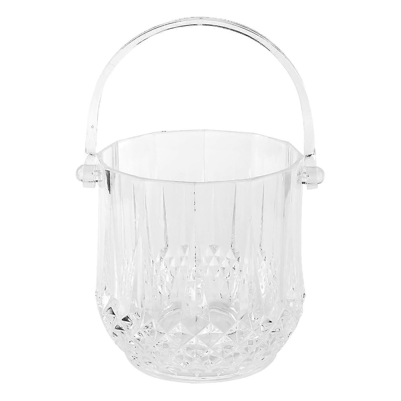 Acrylic Ice Bucket with Handle Bar - Transparent, Diamond Pattern