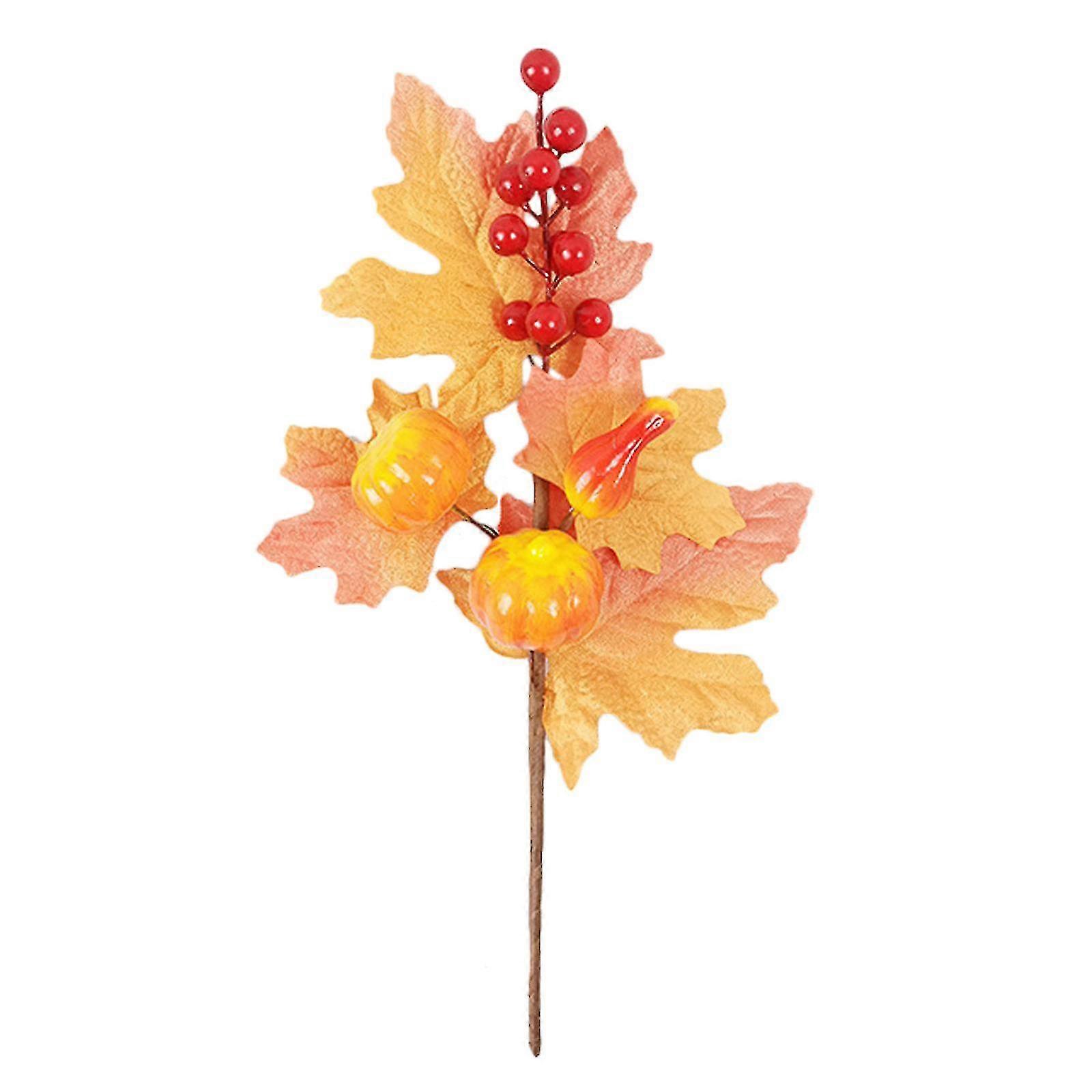 2pcs Artificial Picks Home Decor Creative Durable Fall Picks Artificial Maple Thanksgiving Home Decoration