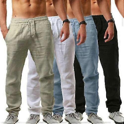 Herren Casual Leinen Lockere Harem Hose Strand Hippie Hose