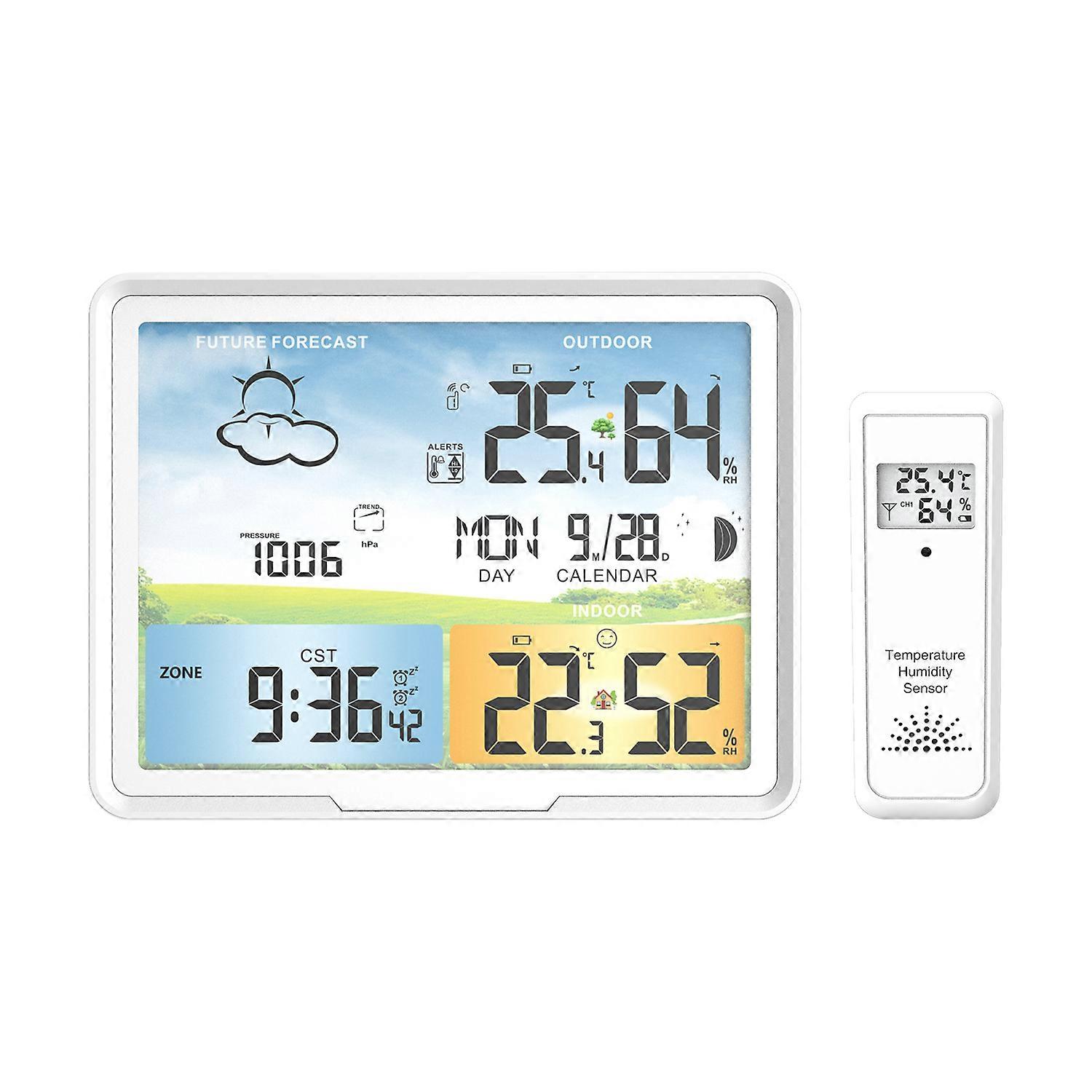 Protmex PT20 Weather Station Indoor Outdoor Digital Forecast Calendars Clocks Hygrometer Humidity Temperature Display  Sensor
