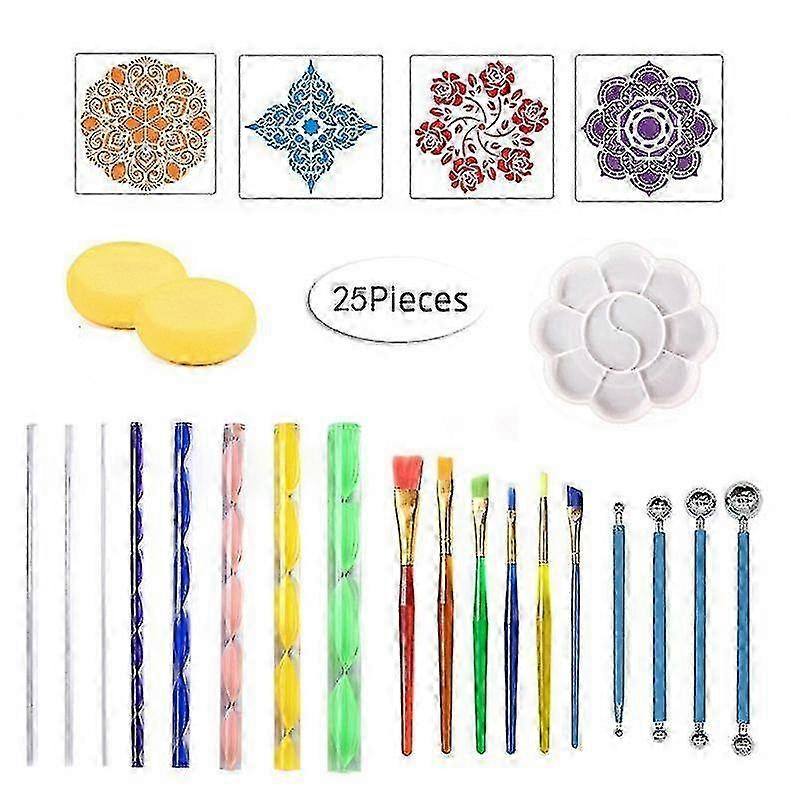 25 Piece Dot Painting Tools Kit Mandala Dotting Tools Mandala Stencil Template